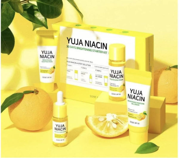 SOME BY MI Yuja Niacin 30 Days Brightening Starter KitToner 30Ml+Serum 10Ml+Gel Cream 30G+Sleeping Mask 20G, 4 Piece Set